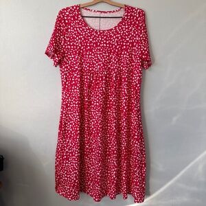 Amazon red speckled midi dress with pockets